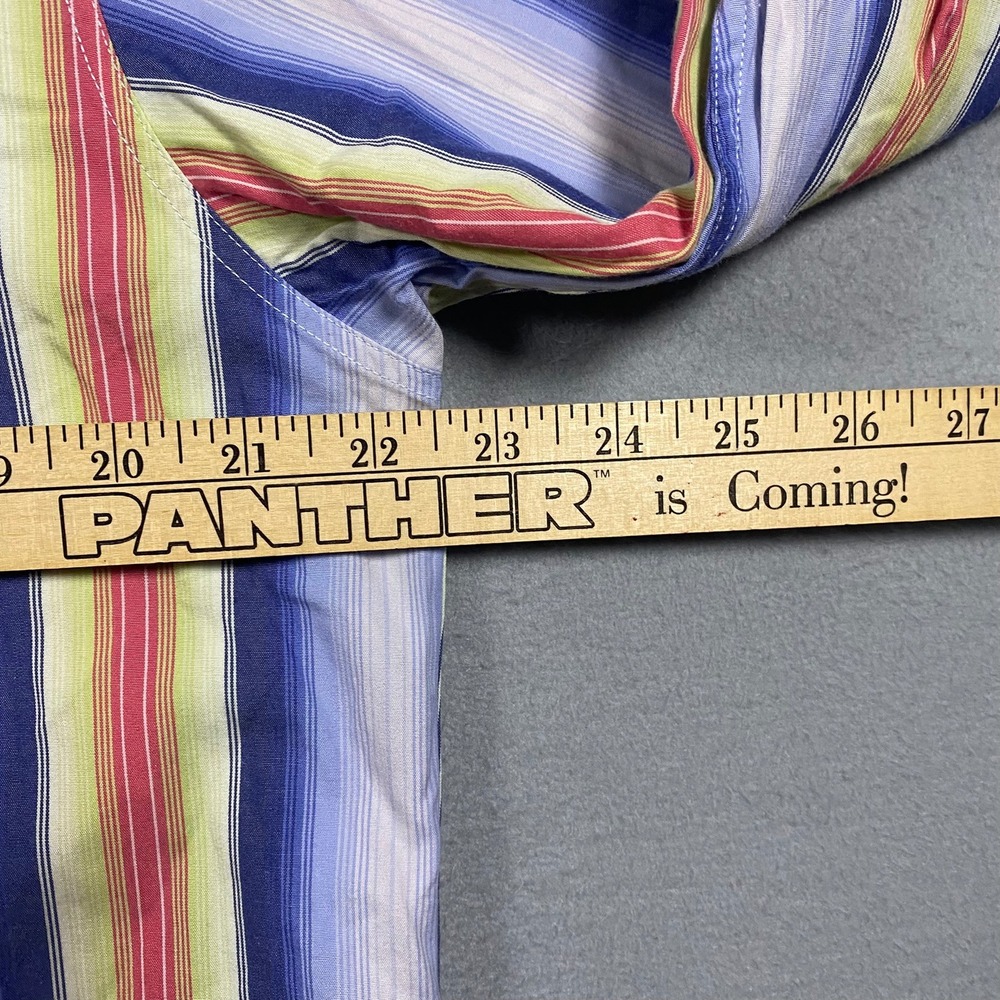 Vintage Indigo Palms Mens M Striped Button Down Blue Yellow Red Long Sleeve - Picture 5 of 6